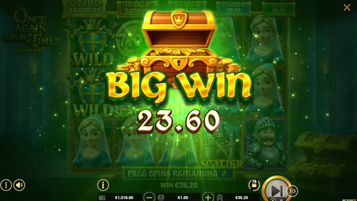Pemandangan kastil fantasi dan naga dalam slot Once Again Upon A Time
